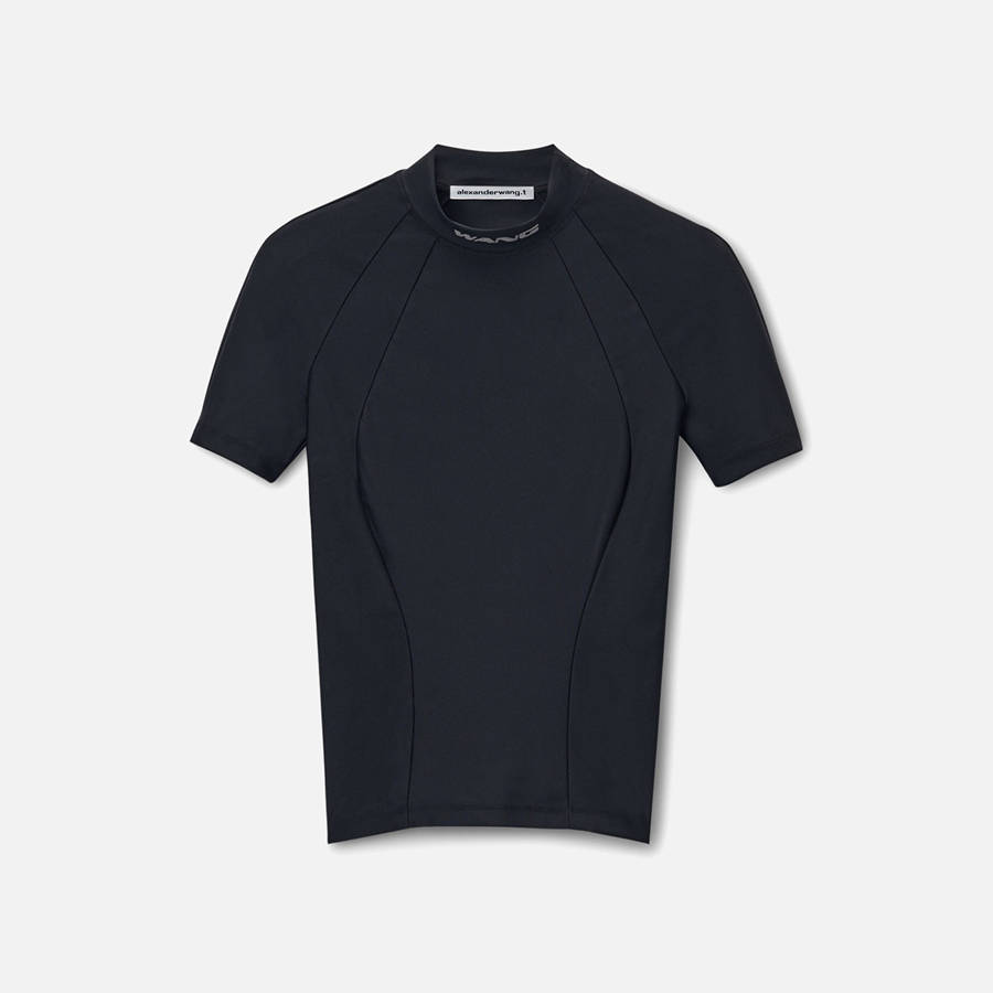 Black Women Kith T by Alexander Wang Short Sleeve Rashguard Top T-Shirt | 6041-BTLDE