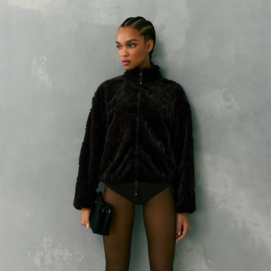 Black Women Kith Waverly II Crest Fur Jackets | 1067-PRUBK