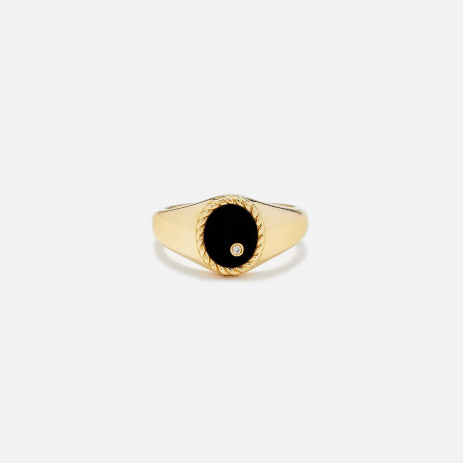 Black Women Kith Yvonne Leon Baby Signet Ring With Diamond Jewelry | 4350-EXJNQ