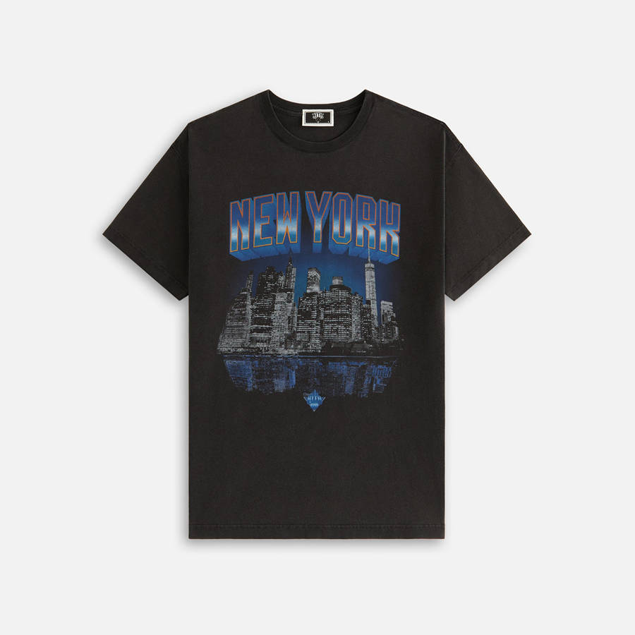 Black Women Kith for the New York Knicks Skyline Vintage Shirts | 0289-IAYQX