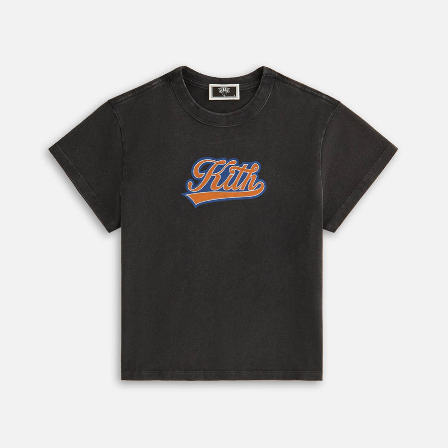 Black Women Kith for the New York Knicks Script Vintage Mulberry Shirts | 5364-ZEIVT