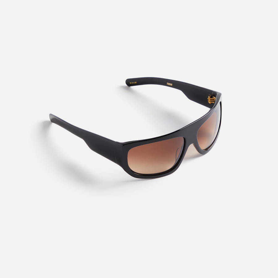 Black / Brown Men Kith Flatlist Farah Sunglasses | 5709-YCPAZ