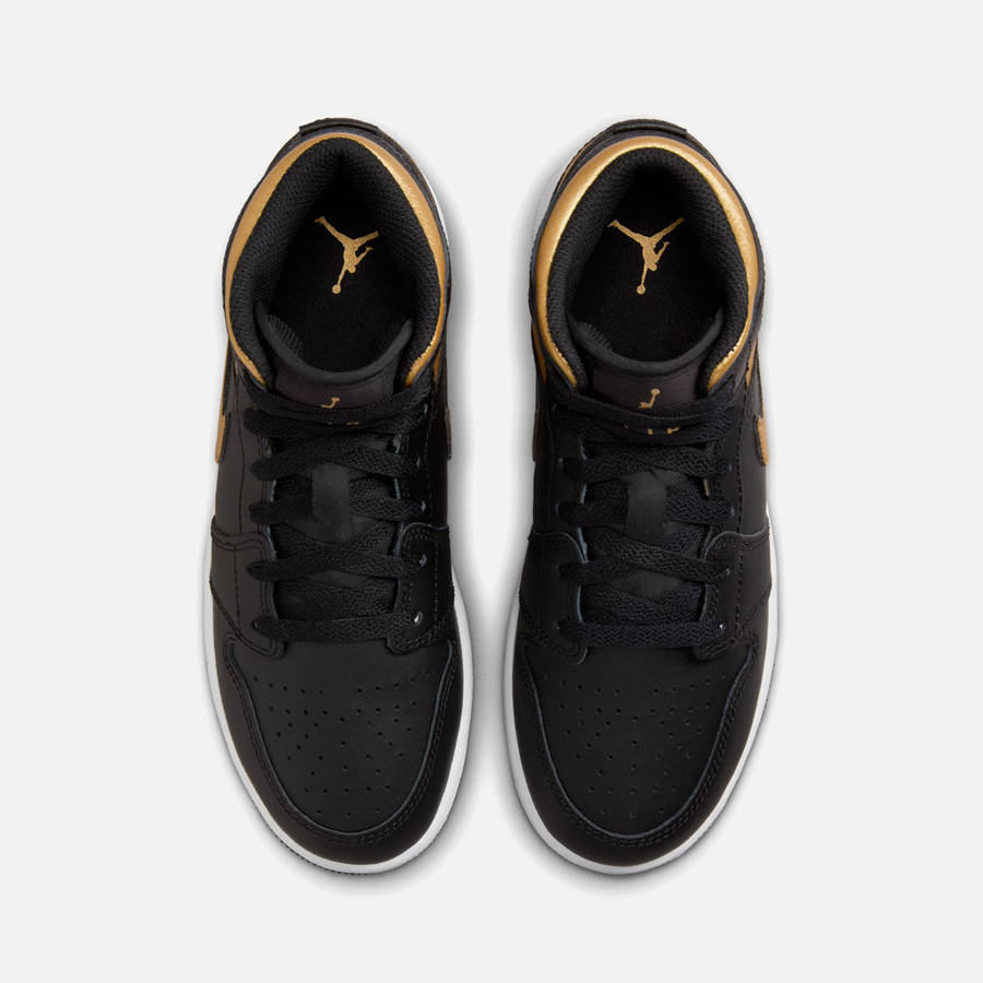 Black / Gold / White Kids' Kith Jordan GS Air Jordan 1 Mid Sneakers | 3785-GIAFR