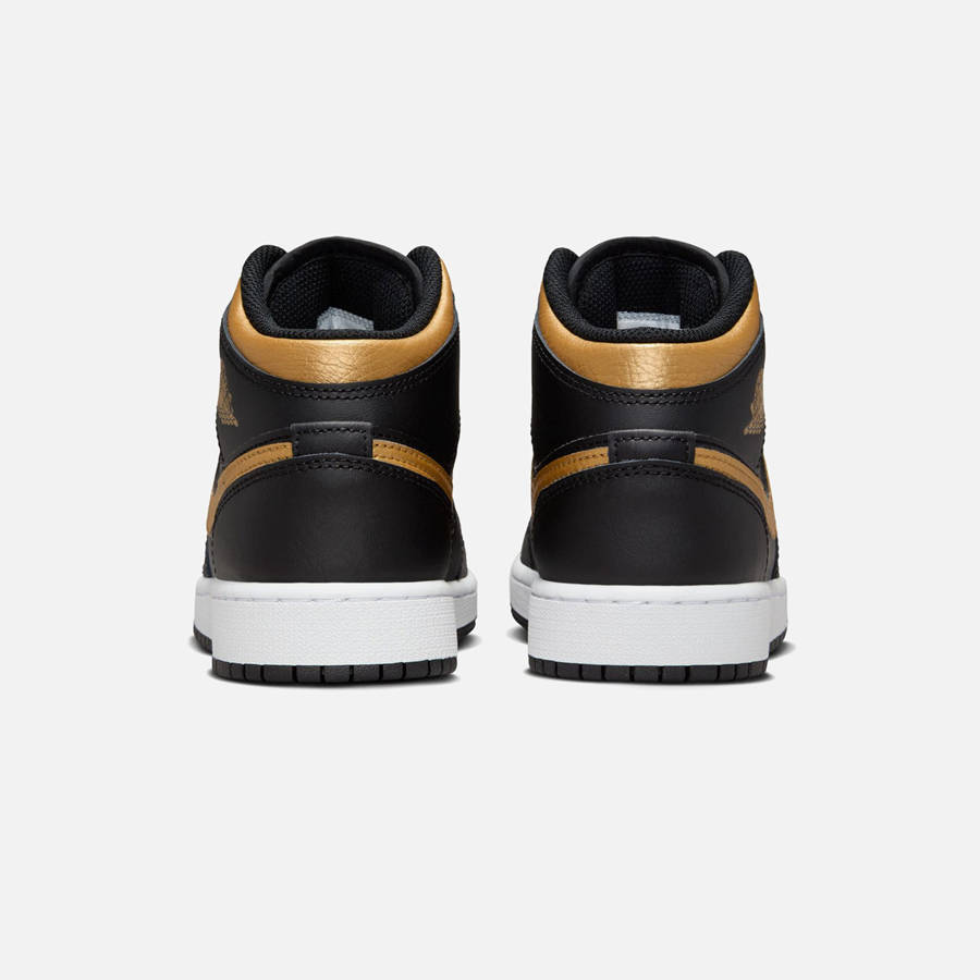 Black / Gold / White Kids' Kith Jordan GS Air Jordan 1 Mid Sneakers | 3785-GIAFR