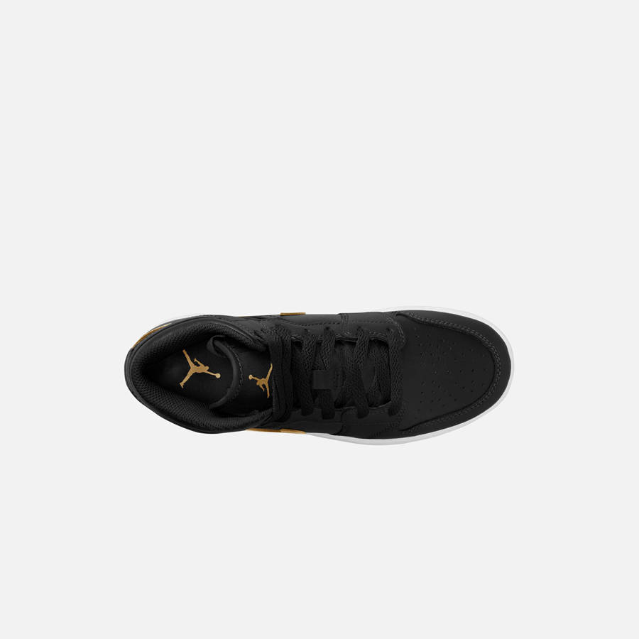 Black / Gold / White Kids' Kith Jordan GS Air Jordan 1 Mid Sneakers | 3785-GIAFR