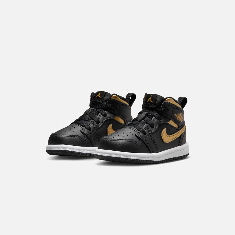 Black / Gold / White Kids' Kith Nike Air Jordan Toddler 1 Mid Sneakers | 1076-JMYZX