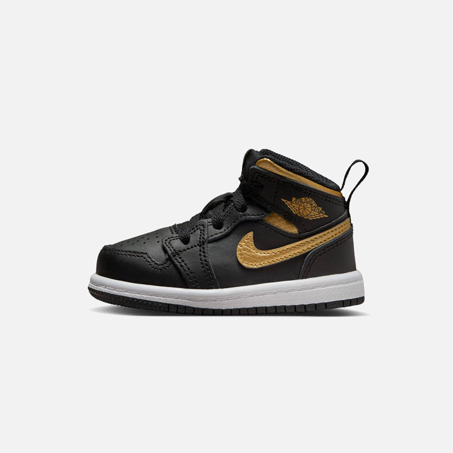 Black / Gold / White Kids' Kith Nike Air Jordan Toddler 1 Mid Sneakers | 1076-JMYZX