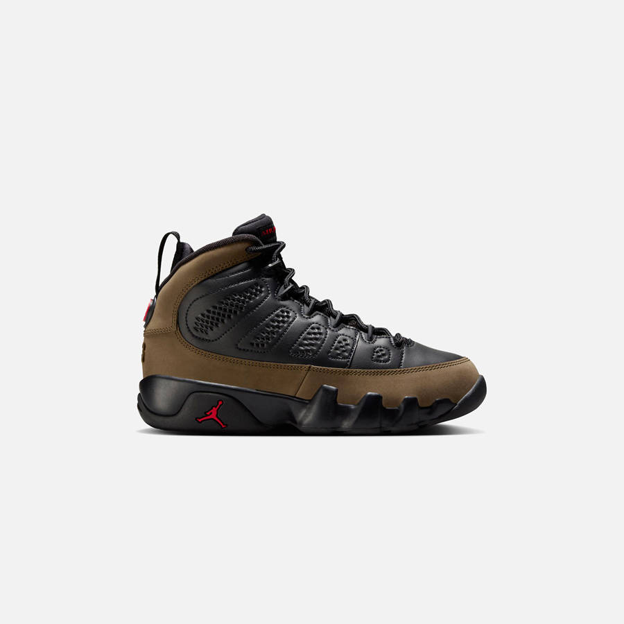 Black / Olive / Red Kids' Kith Jordan GS Air Jordan 9 Retro Sneakers | 5461-XAEUQ