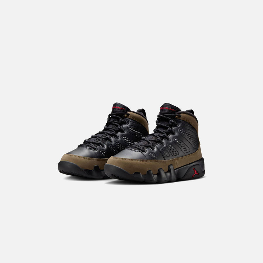 Black / Olive / Red Kids' Kith Jordan GS Air Jordan 9 Retro Sneakers | 5461-XAEUQ