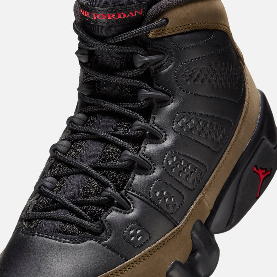 Black / Olive / Red Kids' Kith Jordan GS Air Jordan 9 Retro Sneakers | 5461-XAEUQ