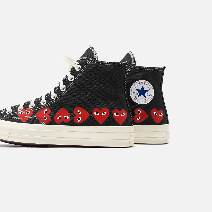 Black / Red Men Kith Comme Des Garçons Play x Converse Multi Heart High Top Sneakers | 5486-MGIKN