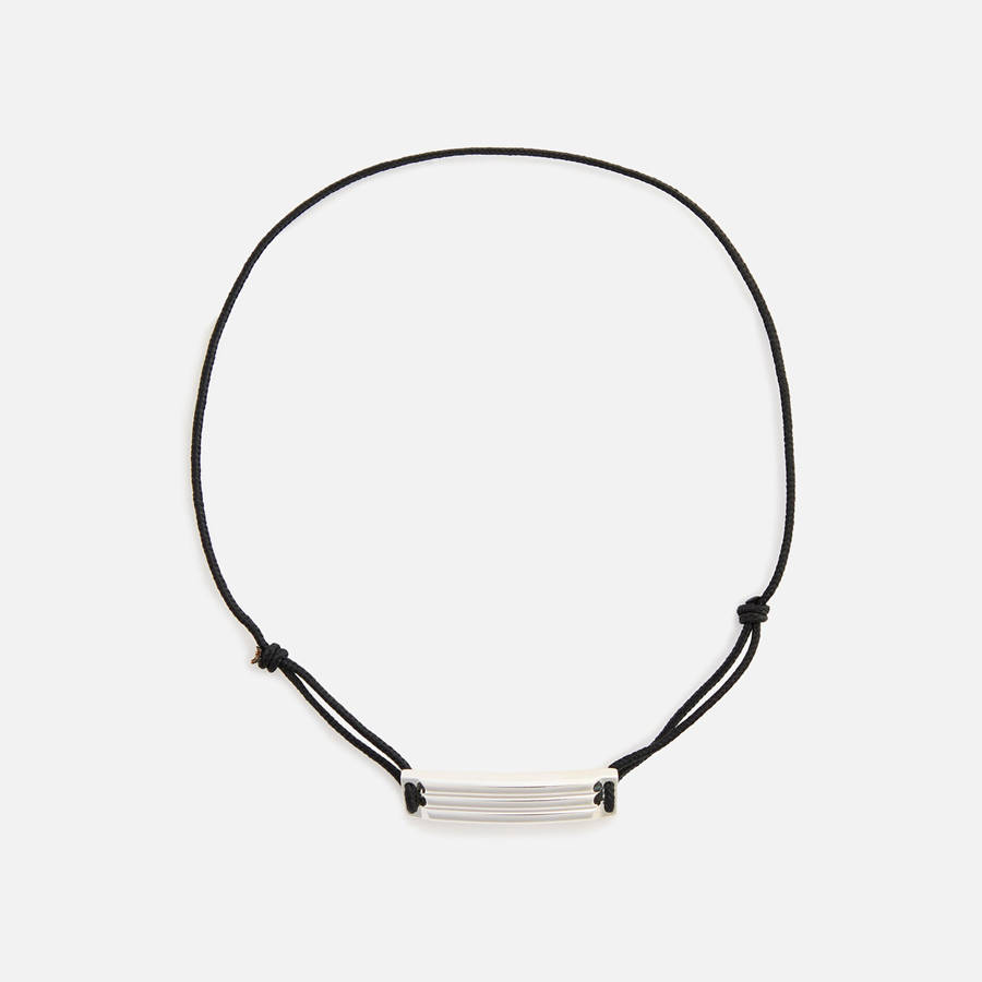 Black / Silver Men Kith Le Gramme 5 Grammes Godron Cord Polished Jewelry | 7892-LGYTH