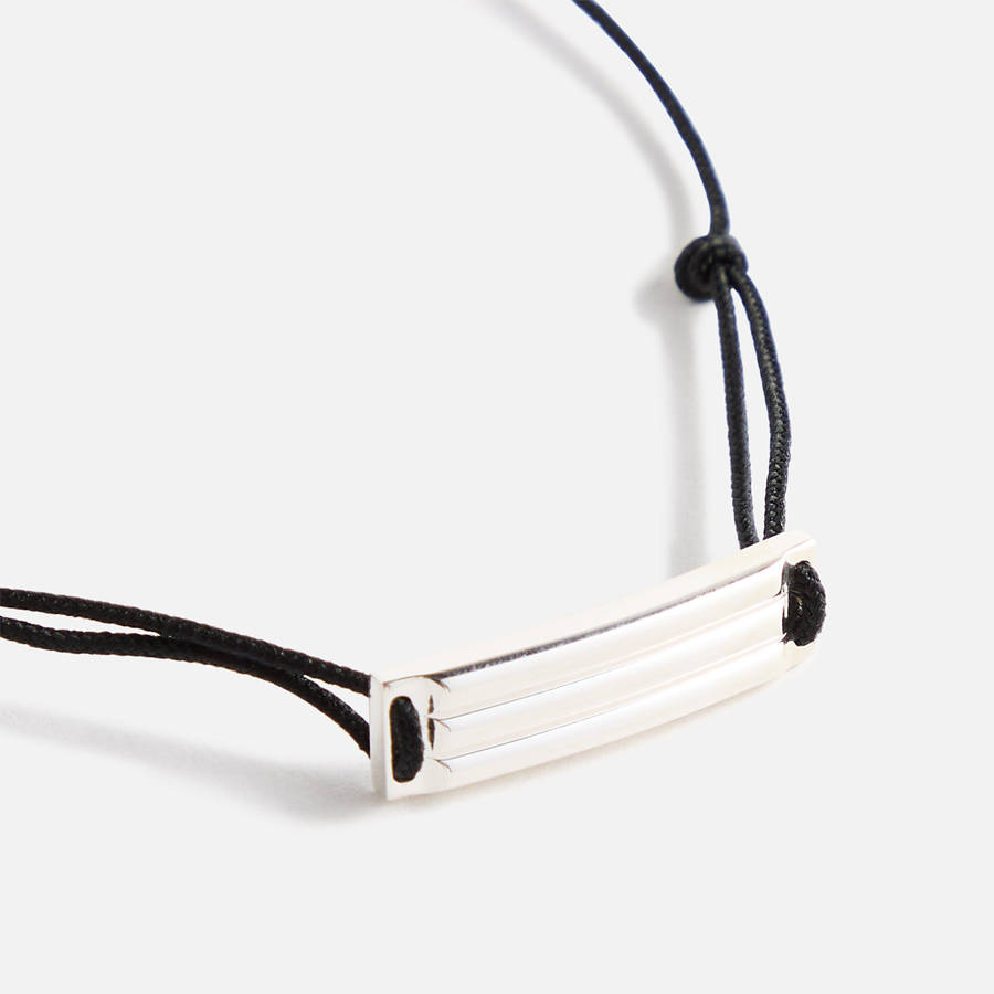 Black / Silver Men Kith Le Gramme 5 Grammes Godron Cord Polished Jewelry | 7892-LGYTH