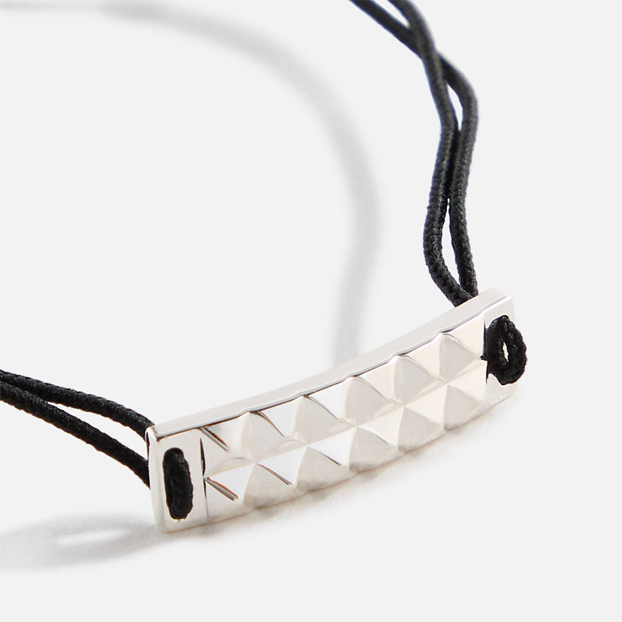 Black / Silver Men Kith Le Gramme 5 Grammes Pyramid Cord Polished Jewelry | 4025-HFUDL