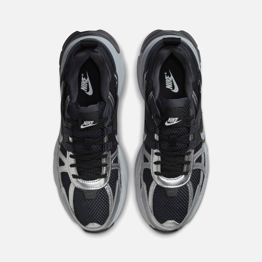 Black / Silver / Dark Grey Women Kith Nike WMNS V2K Run Sneakers | 1574-IDZBR
