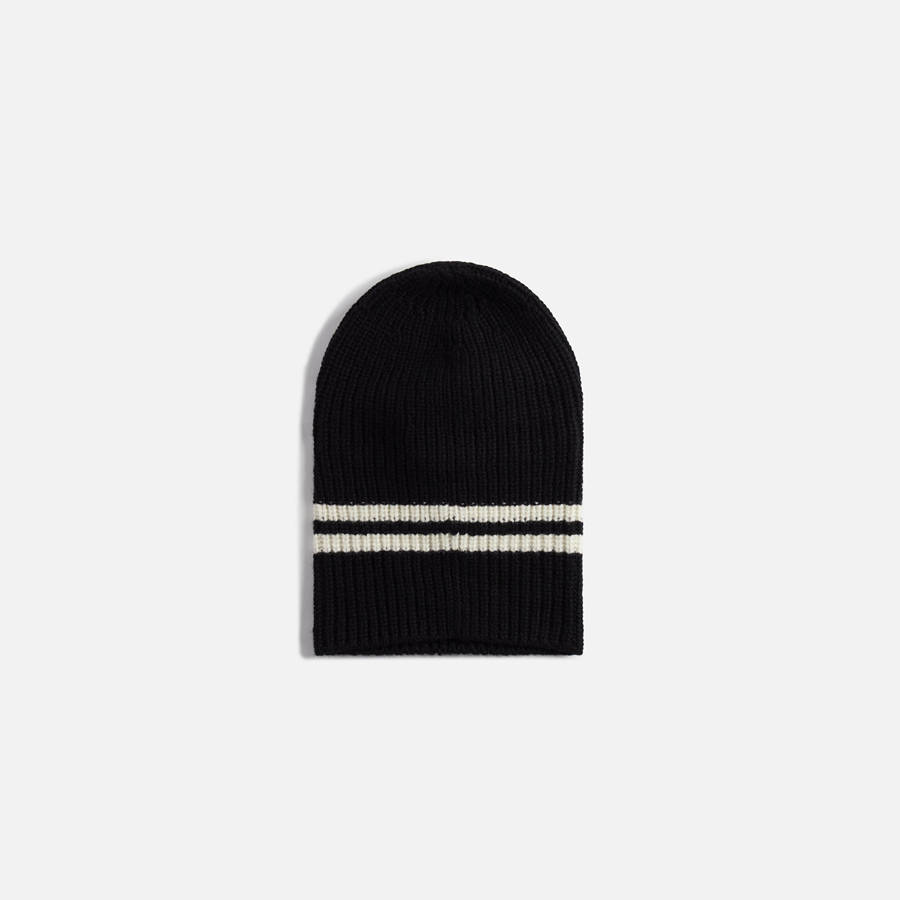Black / White Men Kith CDG Homme Lamb Wool Knit Cap | 4613-OMFJS
