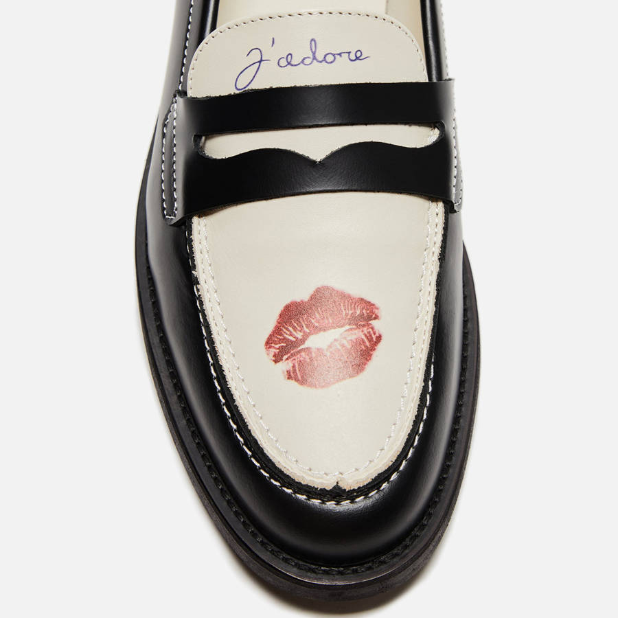Black / White Women Kith DUKE + DEXTER WMNS Kiss Penny Loafers | 6801-MABCW