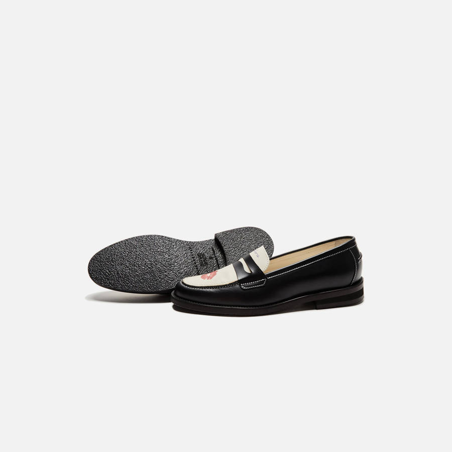 Black / White Women Kith DUKE + DEXTER WMNS Kiss Penny Loafers | 6801-MABCW