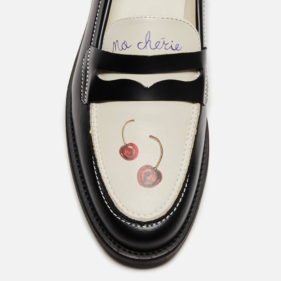 Black / White Women Kith DUKE + DEXTER WMNS Wilde Cherry Penny Loafers | 2739-OSFTM
