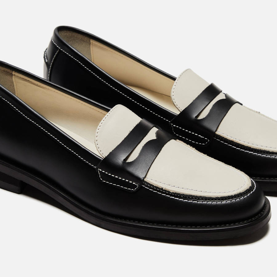 Black / White Women Kith DUKE + DEXTER WMNS Wilde Penny Loafers | 1209-EMIYO