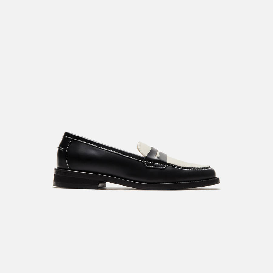Black / White Women Kith DUKE + DEXTER WMNS Wilde Penny Loafers | 1209-EMIYO