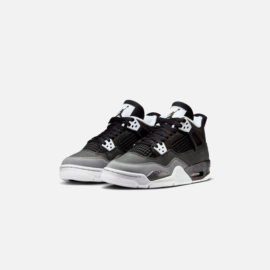Black / White / Grey / Platinum Kids' Kith Jordan GS Air Jordan 4 Retro Sneakers | 8730-EAUKI
