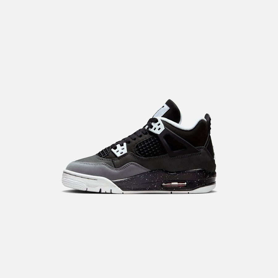 Black / White / Grey / Platinum Kids' Kith Jordan GS Air Jordan 4 Retro Sneakers | 8730-EAUKI