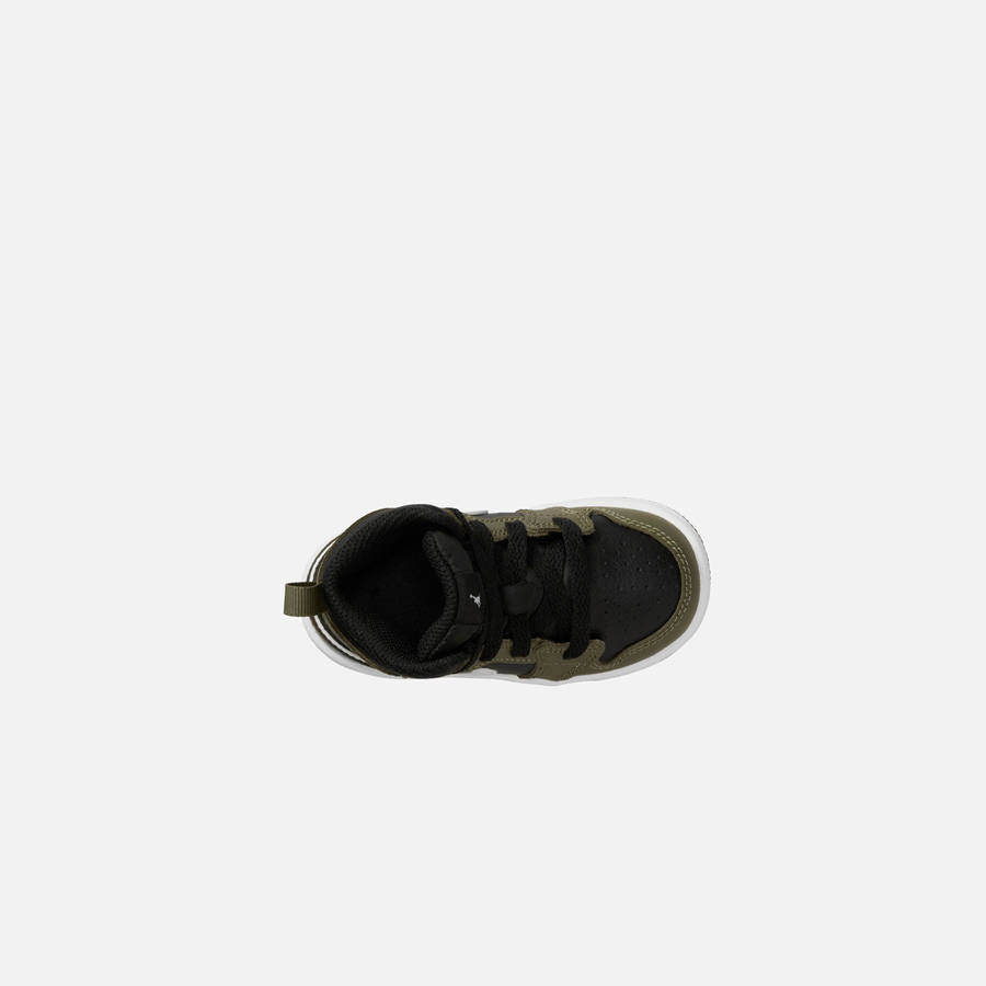 Black / White / Olive Kids' Kith Jordan TD Air Jordan 1 Mid Sneakers | 9732-OTFXW