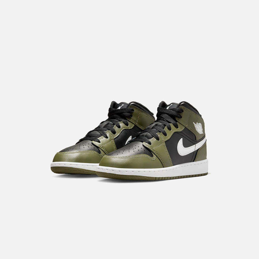 Black / White / Olive Men Kith Nike Air Jordan 1 Mid Sneakers | 7840-SYNCL