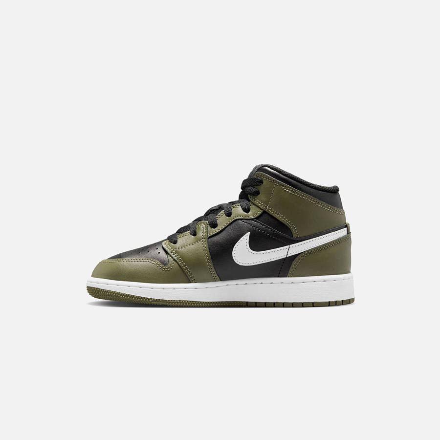 Black / White / Olive Men Kith Nike Air Jordan 1 Mid Sneakers | 7840-SYNCL