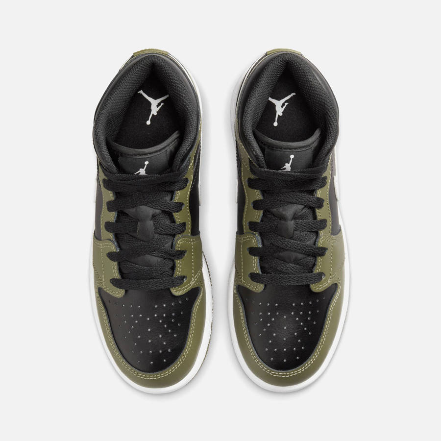 Black / White / Olive Men Kith Nike Air Jordan 1 Mid Sneakers | 7840-SYNCL