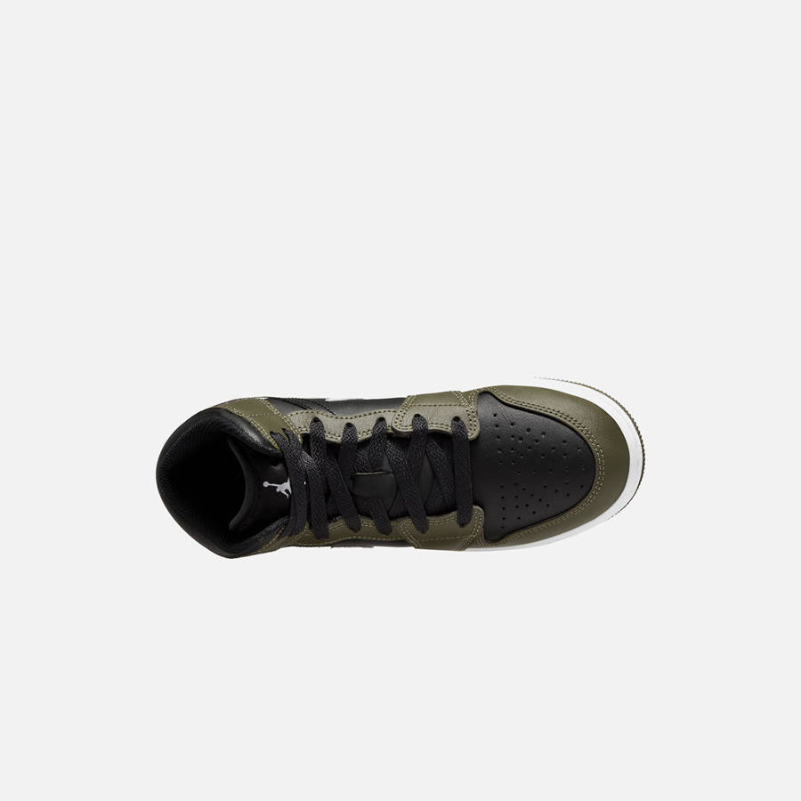 Black / White / Olive Men Kith Nike Air Jordan 1 Mid Sneakers | 7840-SYNCL