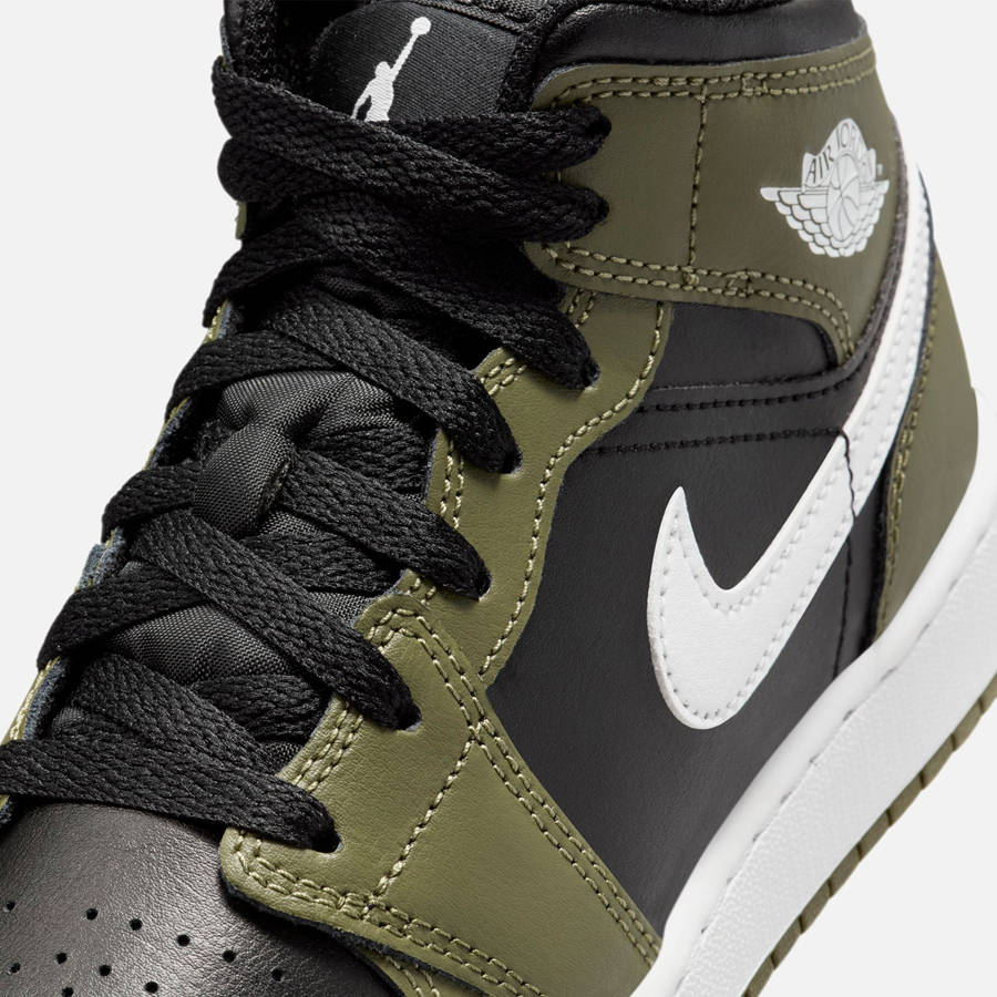 Black / White / Olive Men Kith Nike Air Jordan 1 Mid Sneakers | 7840-SYNCL