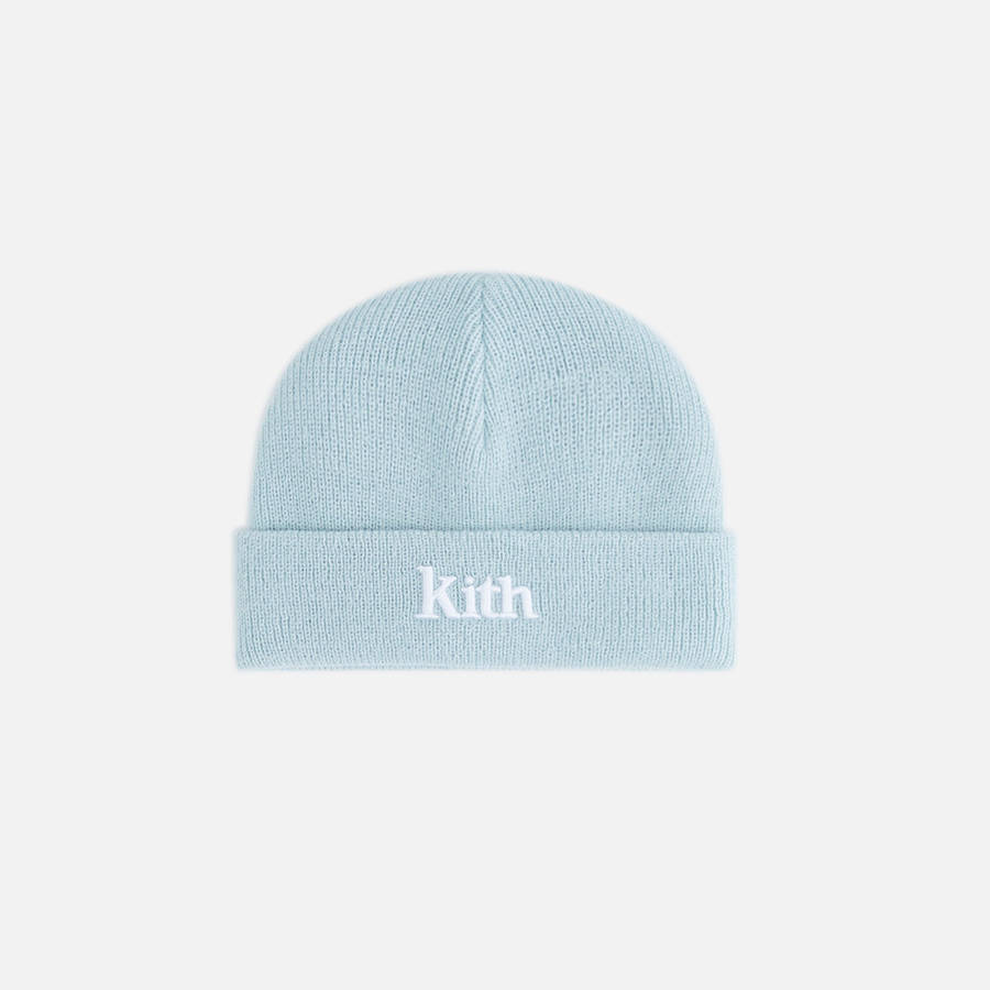 Blue Kids\' Kith Baby Classic Serif Logo Beanie Headwear | 7934-KTAWQ