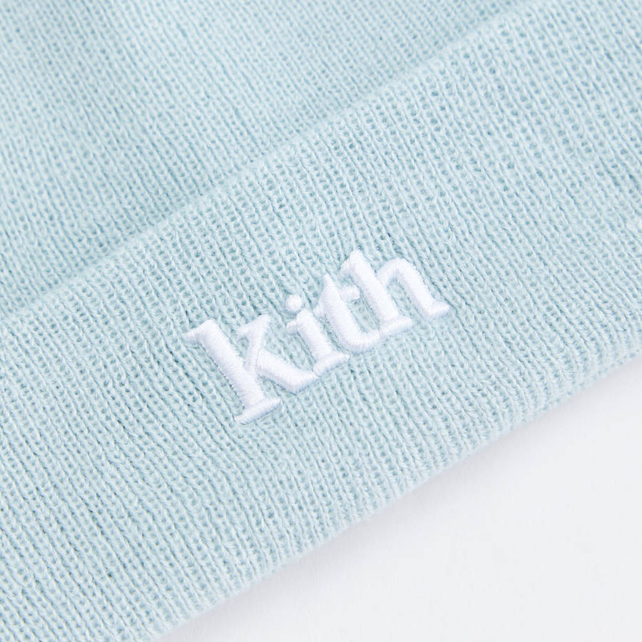 Blue Kids' Kith Classic Serif Logo Beanie Headwear | 7583-GXBOF