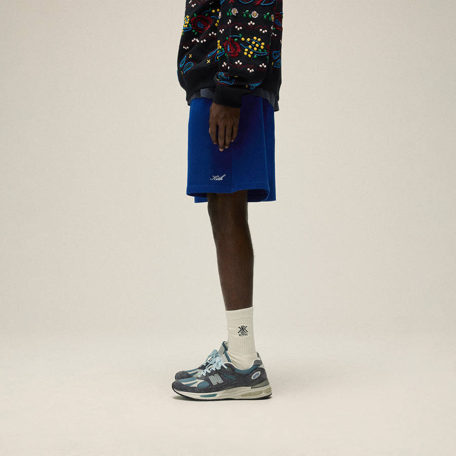 Blue Men Kith Compact Knit Curtis Shorts | 4738-SLIOZ