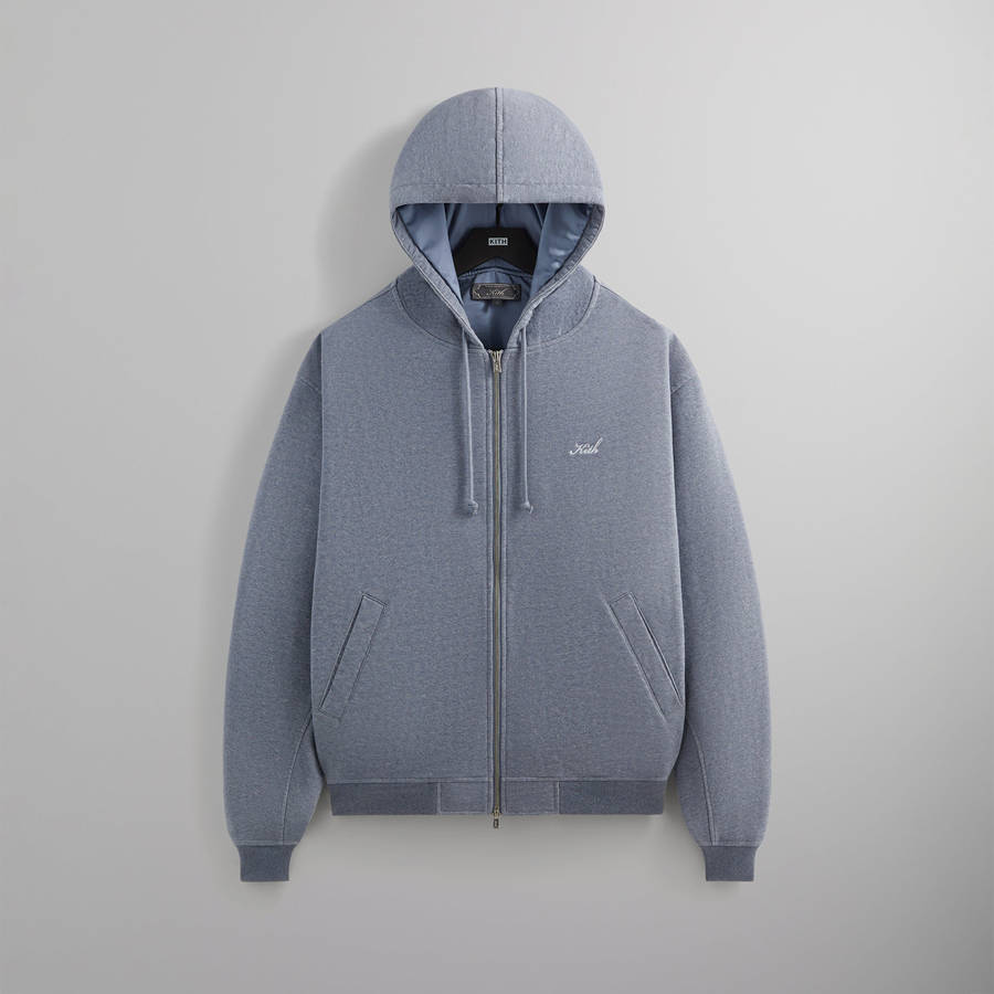 Blue Men Kith Fleece Avery Hooded Bomber Jackets | 0819-WJEZV
