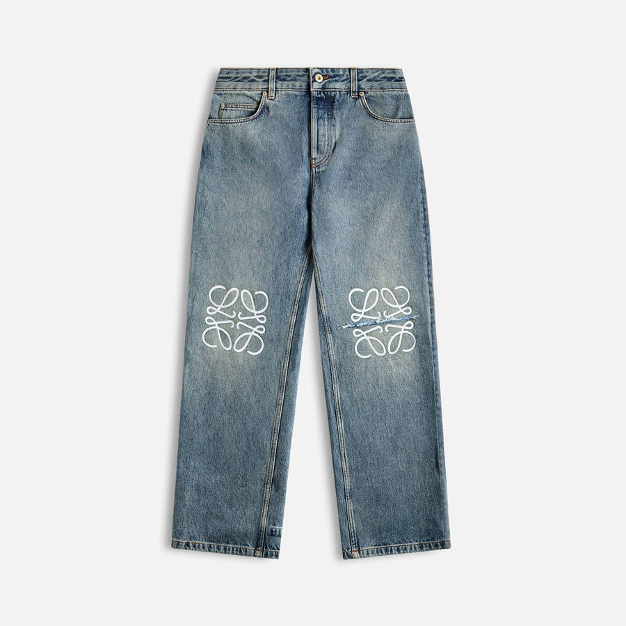 Blue Men Kith Loewe Anagram Baggys Jeans | 9417-GIKPA