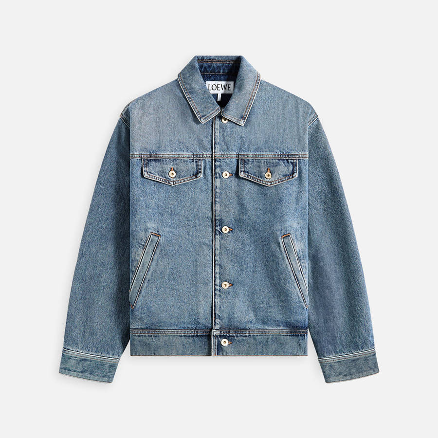 Blue Men Kith Loewe Denim Jackets | 9278-MYGQA