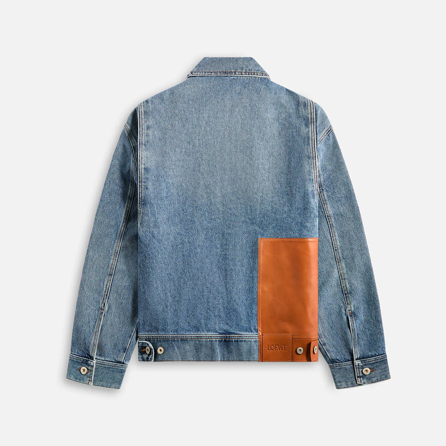 Blue Men Kith Loewe Denim Jackets | 9278-MYGQA