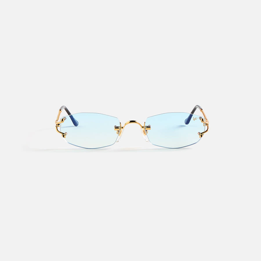Blue Men Kith Vintage Frames Aspen Drill Mount 24KT Gold Sunglasses | 4953-ANBKS