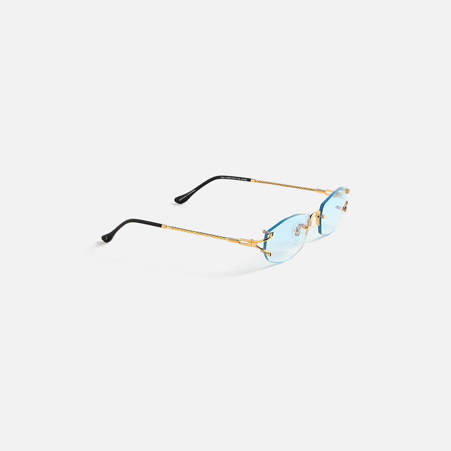 Blue Men Kith Vintage Frames Aspen Drill Mount 24KT Gold Sunglasses | 4953-ANBKS