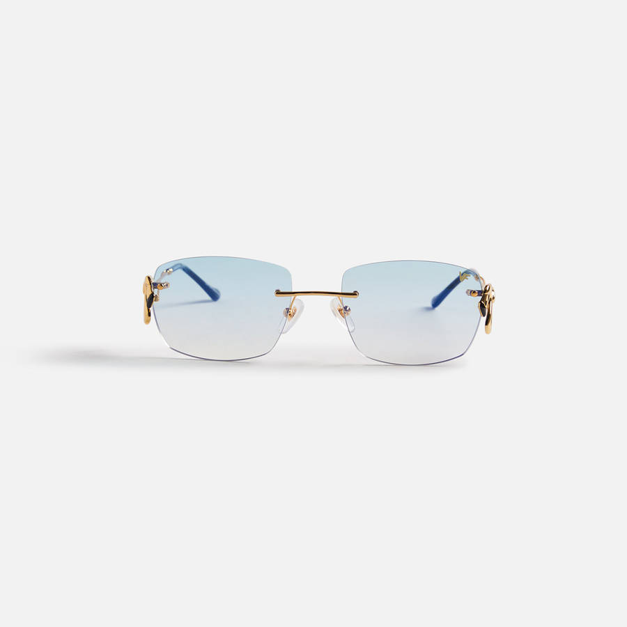 Blue Men Kith Vintage Frames Flamingo 24Kt Yellow Gold Sunglasses | 7036-HOCWS