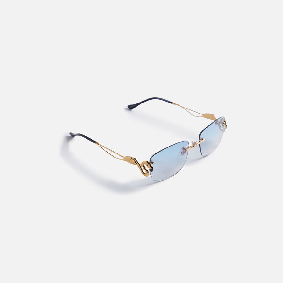 Blue Men Kith Vintage Frames Flamingo 24Kt Yellow Gold Sunglasses | 7036-HOCWS