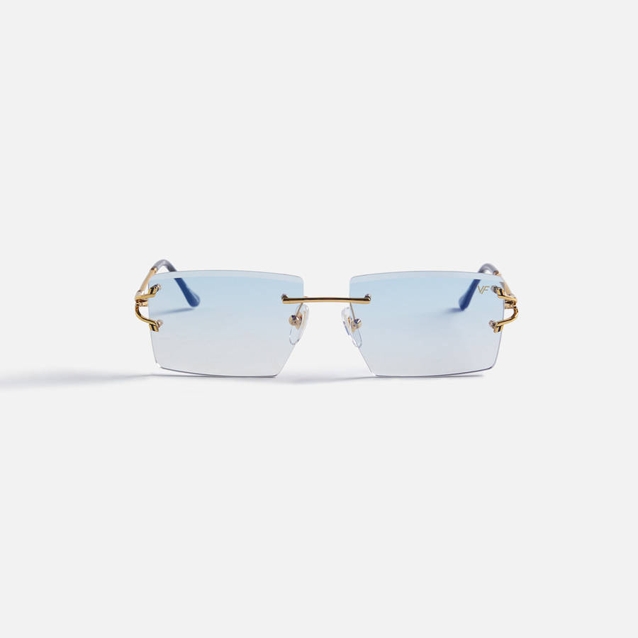Blue Men Kith Vintage Frames Icon 24Kt Yellow Gold Sunglasses | 5321-KAPOW