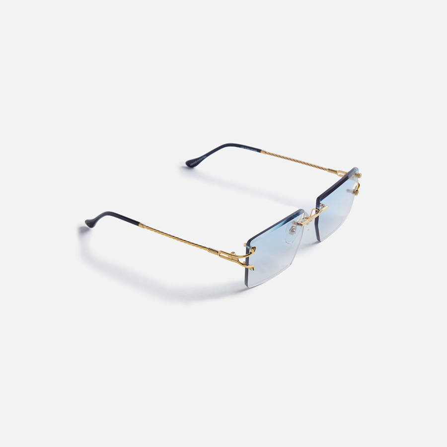 Blue Men Kith Vintage Frames Icon 24Kt Yellow Gold Sunglasses | 5321-KAPOW