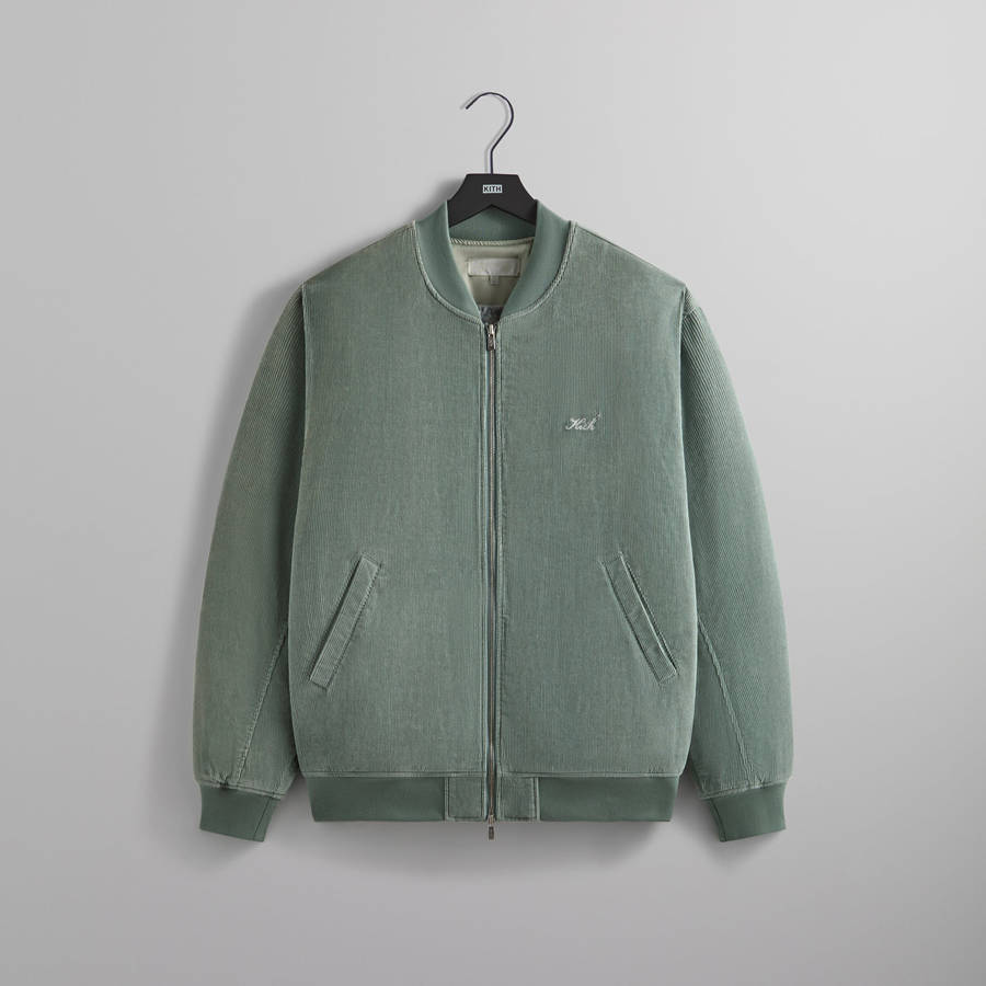 Blue Men Kith Washed Corduroy Avery Bomber Jackets | 0852-YDRWB