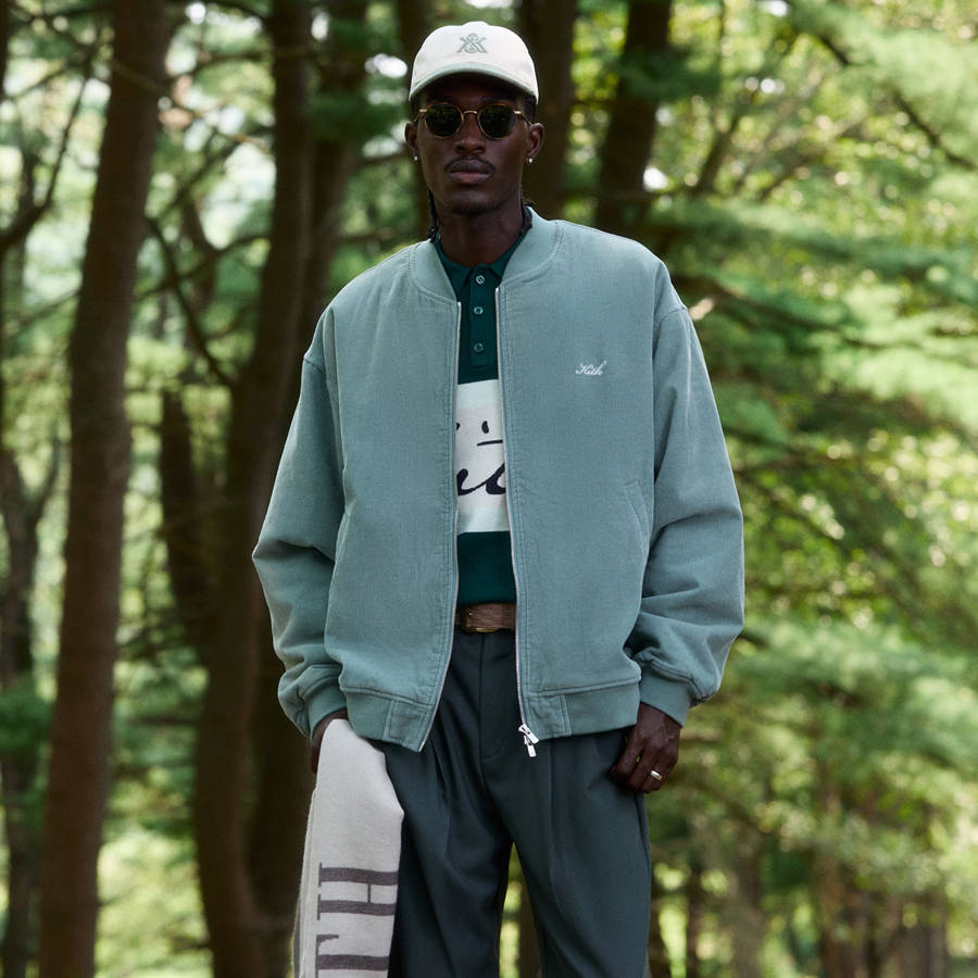 Blue Men Kith Washed Corduroy Avery Bomber Jackets | 0852-YDRWB