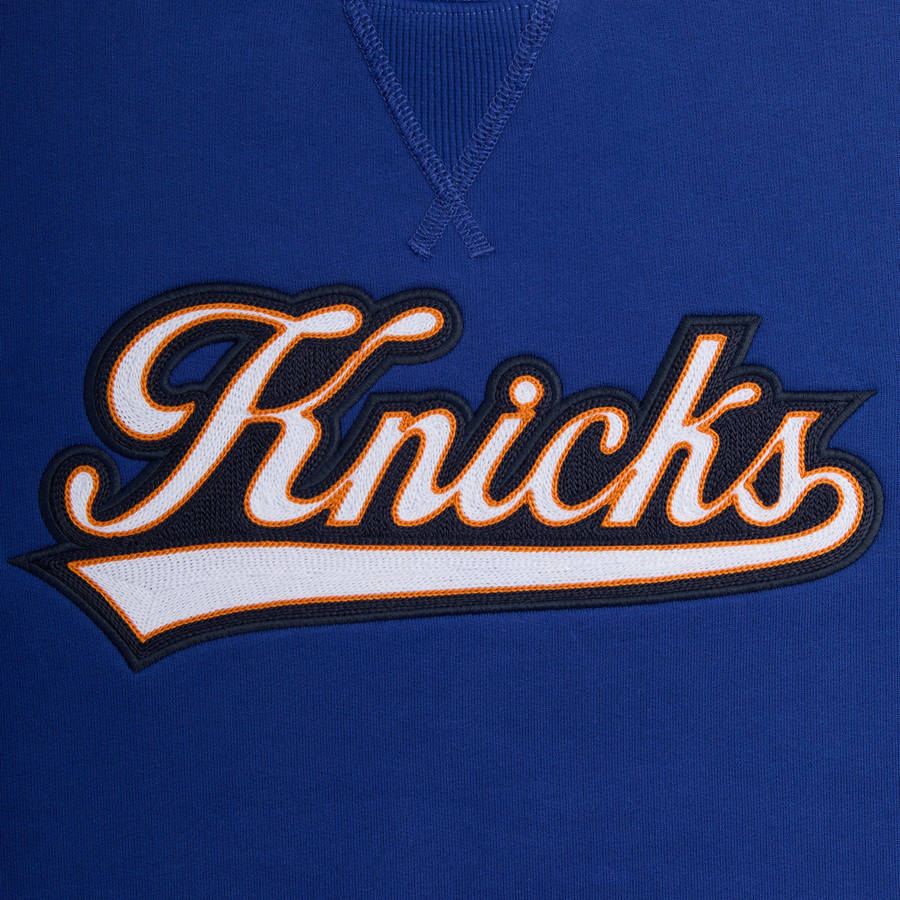 Blue Men Kith for the New York Knicks Script Vintage Nelson Crewneck Sweatshirts | 7821-RIWYP