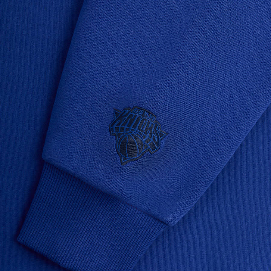 Blue Men Kith for the New York Knicks Script Vintage Nelson Crewneck Sweatshirts | 7821-RIWYP